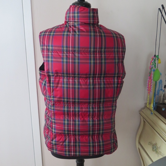 Lands End Down Filled Puffer Vest - Red Royal Stewart Tartan - Picture 4 of 8